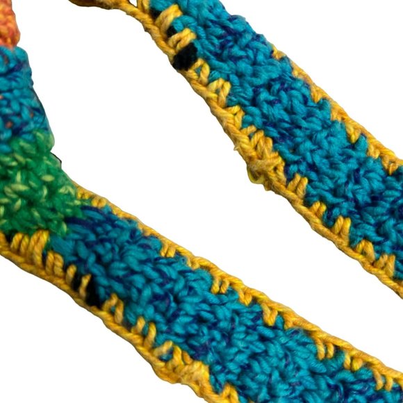 Boho Crochet Multicolor 14" Festival Shoulder Crossbody Artisan Hippie Bag Purse - Picture 7 of 10